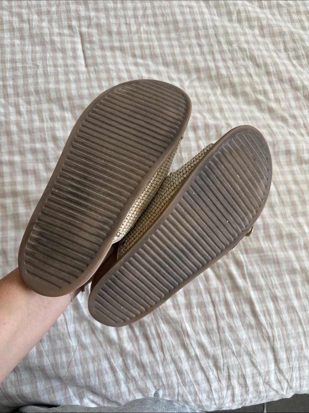 Steve Madden Beige Woven Double-Buckle Slide Sandals